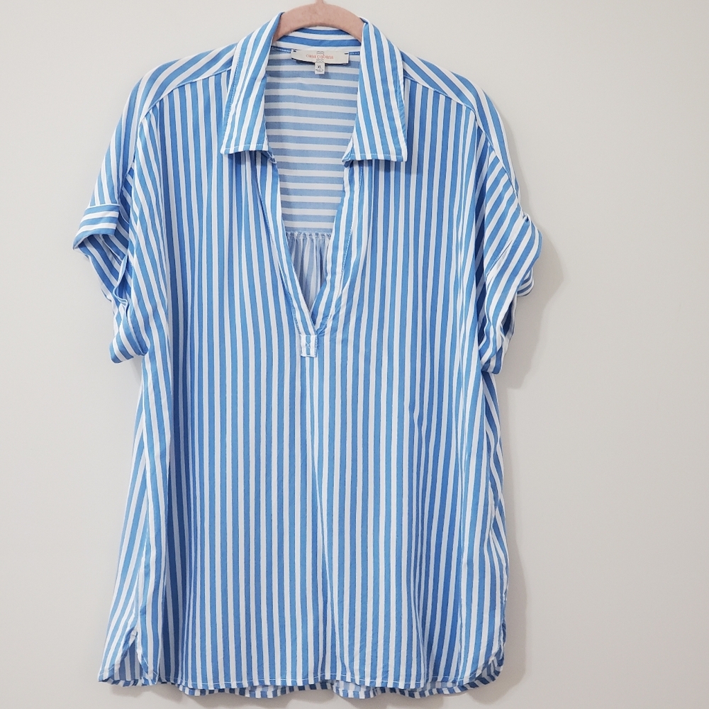 Blue & White Striped Women's Tunic Shirt